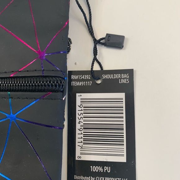 Geometric Four Pocket Crossbody Handbag – Black/multi - Picture 3 of 8